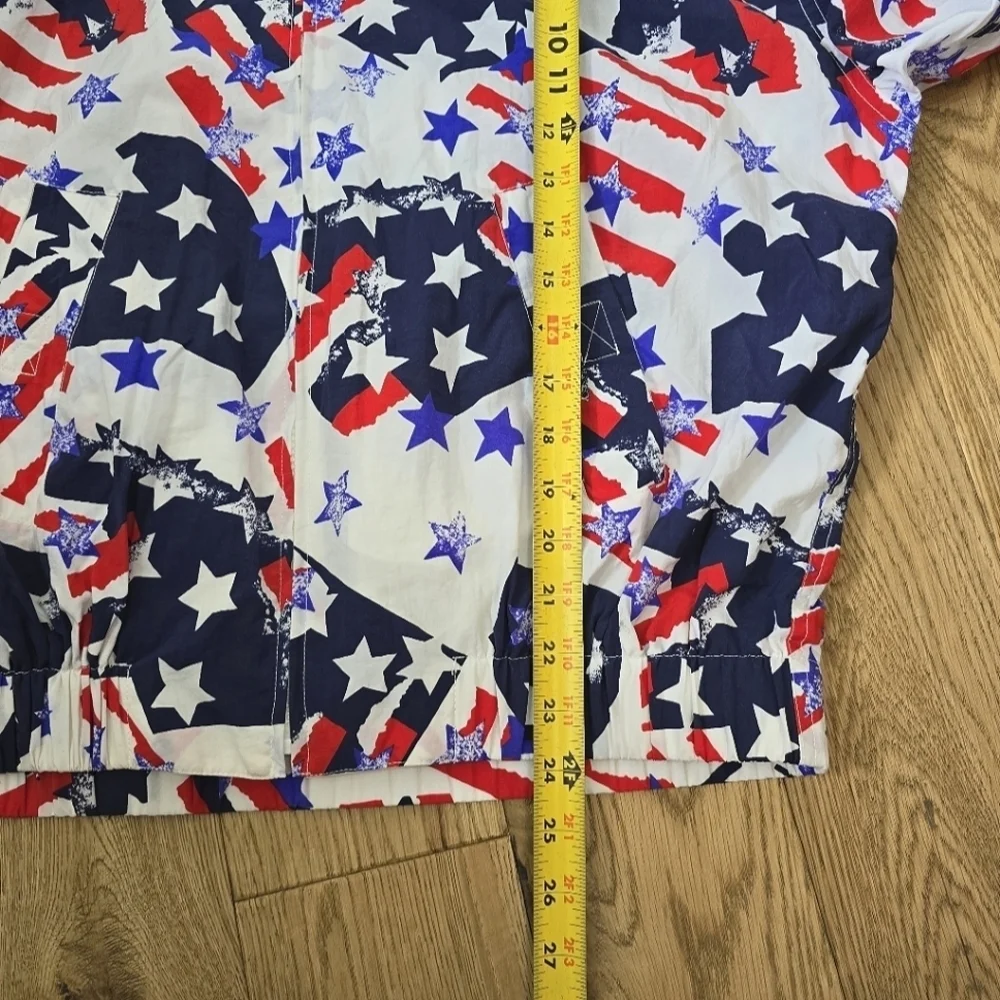 Vintage Liz Sport Patriotic Stars And Stripes Print Jacket Oversized Medium